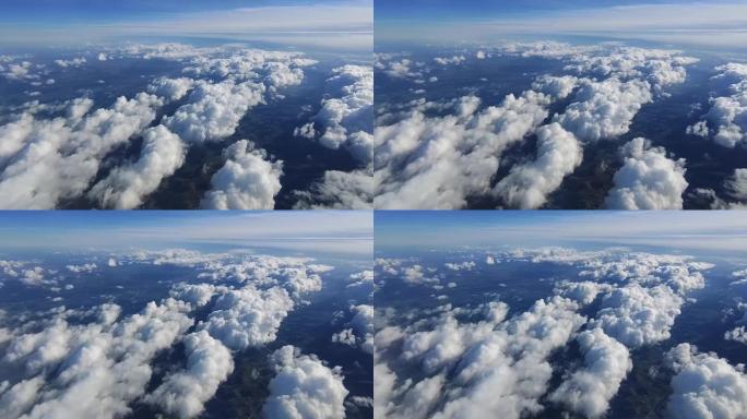 越过高山上空的高云，飞机的观点