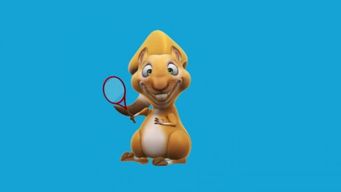 有趣的3D卡通松鼠打网球 (含阿尔法频道)