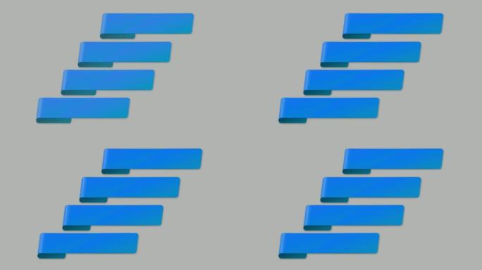 动画蓝色4步信息图表时间轴与灰色背景。