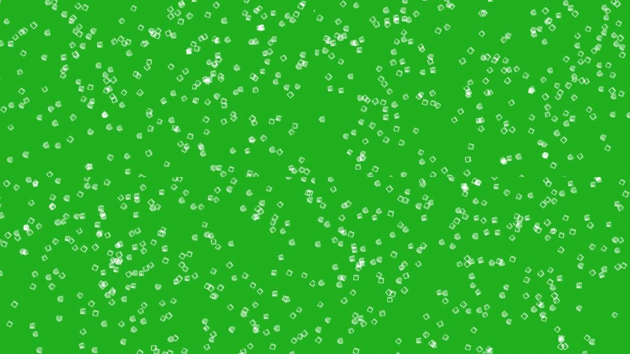 掉落的白色立方体绿色屏幕运动图形
