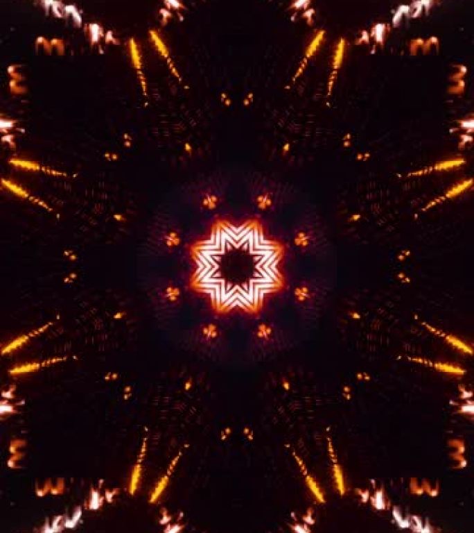 橙色霓虹灯运动背景Vj循环。垂直循环视频