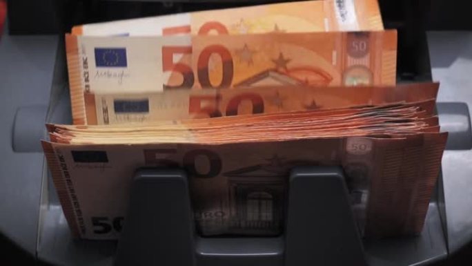 数五十欧元纸币慢莫。用于纸币计算的货币计数设备