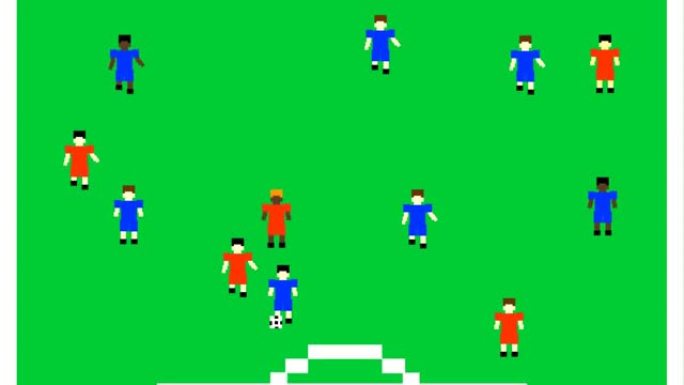 8位旧风格的足球游戏动画视频，街机，像素，2d，艺术。
