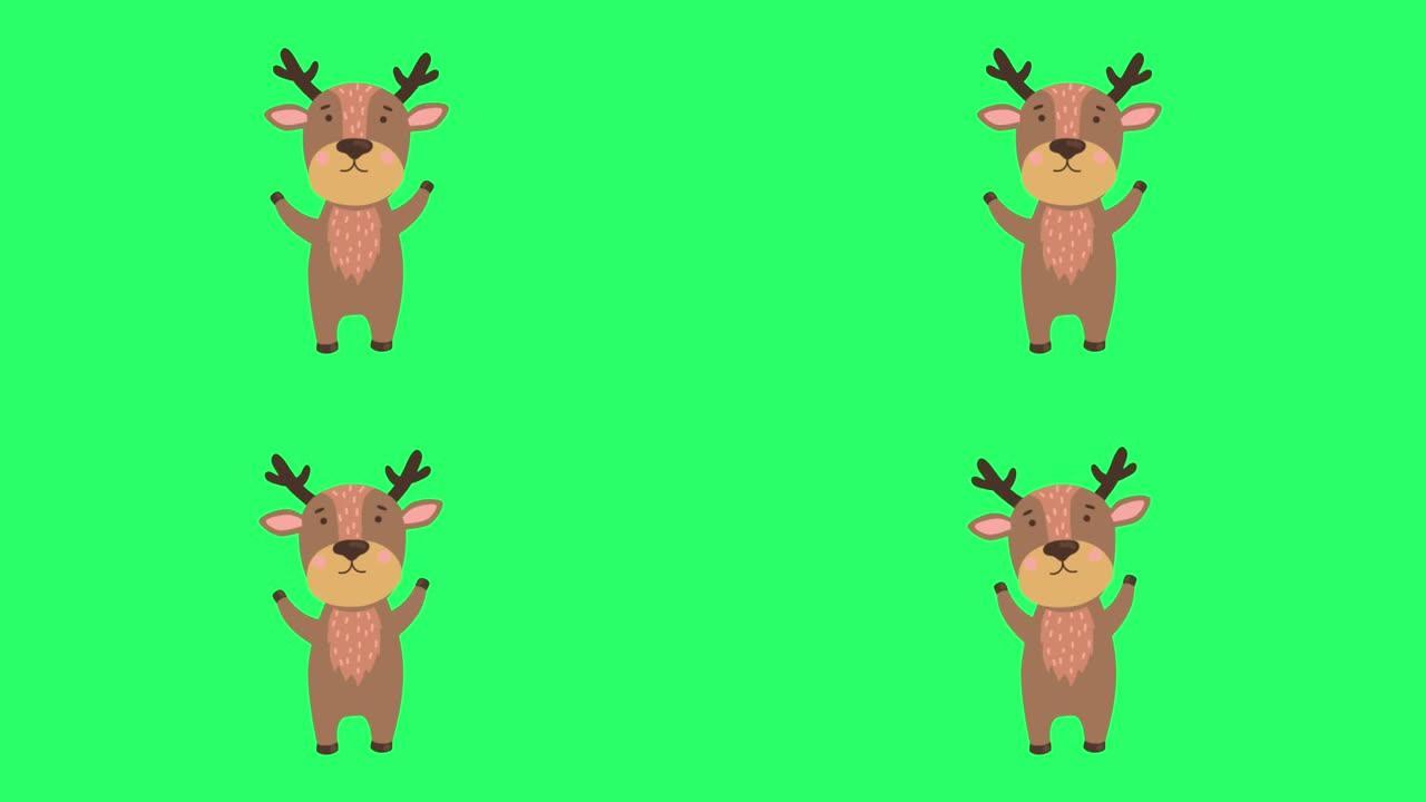 绿色屏幕上的动画鹿。