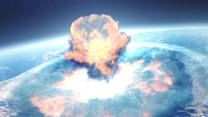 来自外太空的巨大冲击波蘑菇云的大规模爆炸，