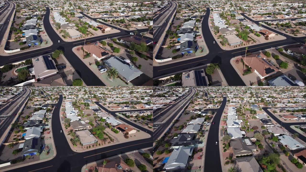 亚利桑那州太阳城的无人机视图