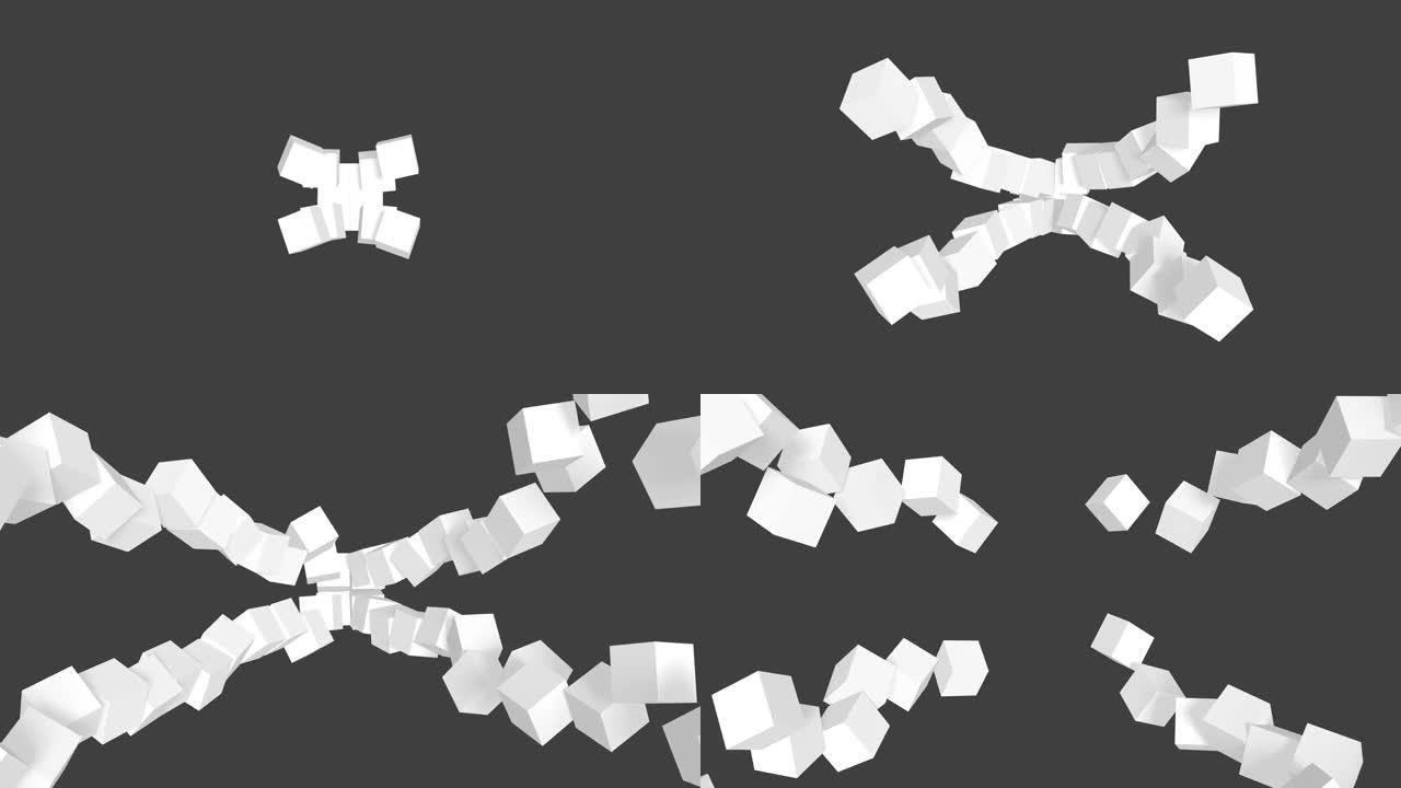 抽象白色3d块或立方体动画。