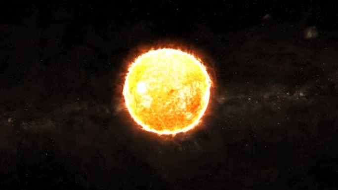 旋转变焦3d发光太阳现实星球在银河系