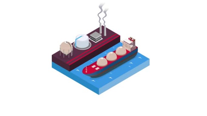 油轮在贸易码头卸载液化天然气