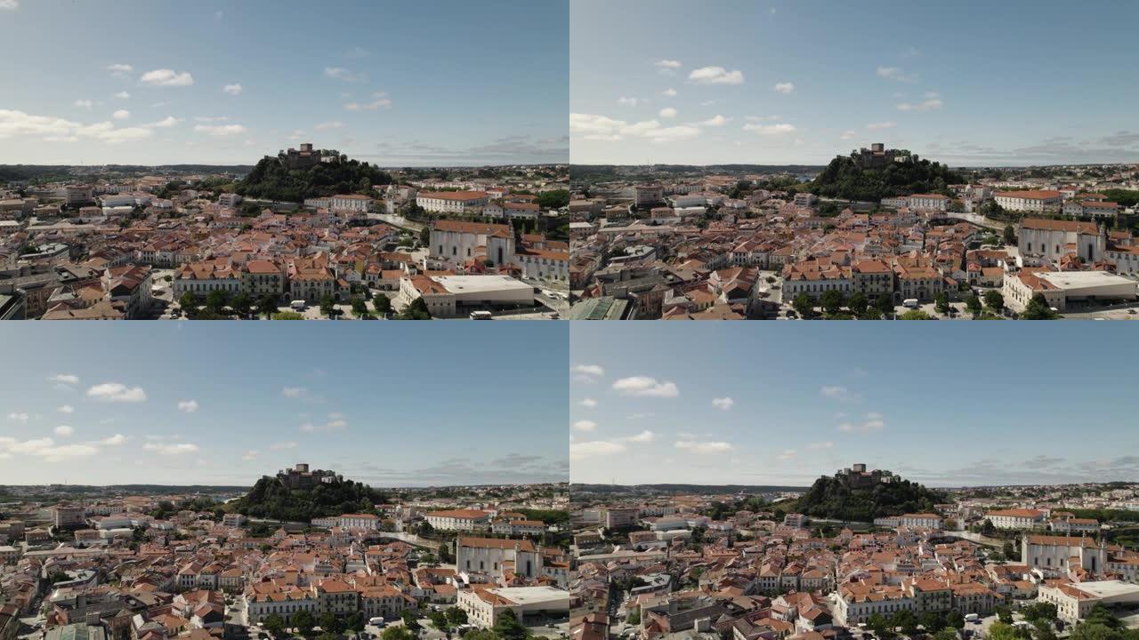 葡萄牙莱里亚城堡的战略防御山顶设置; 鸟瞰图