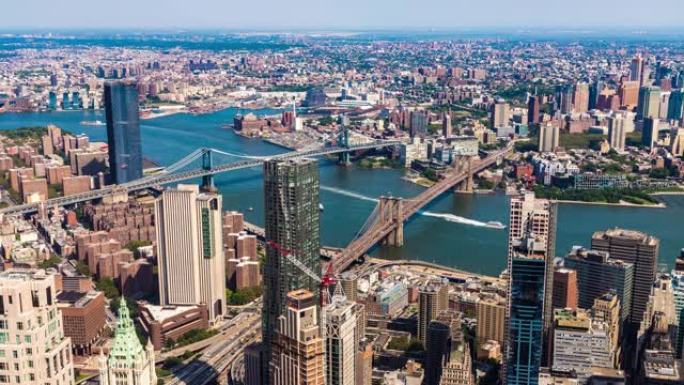 美国纽约布鲁克林大桥和曼哈顿大桥的延时