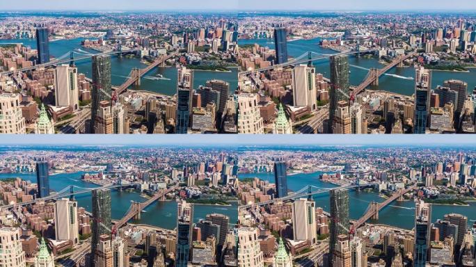 美国纽约布鲁克林大桥和曼哈顿大桥的延时