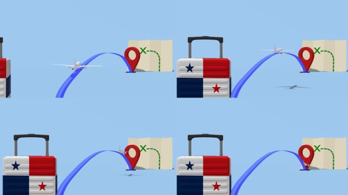 动画飞机和行李箱-巴拿马之旅