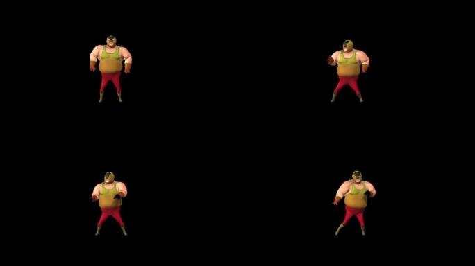 3D透明 (阿尔法) 背景的摔跤手舞者动画