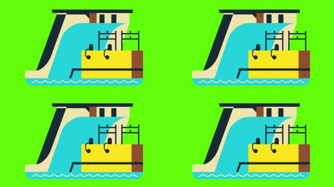 水力发电的动画绿屏背景