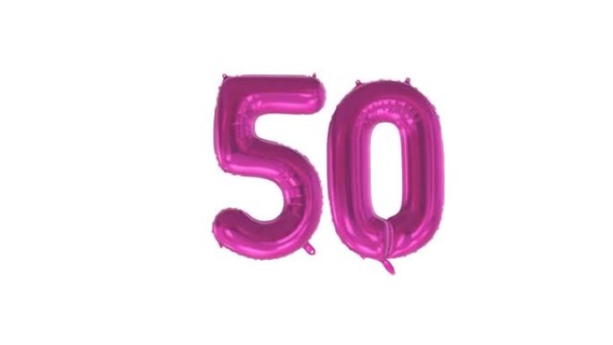生日快乐。50岁。氦气球。循环动画。
