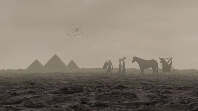 埃及末代法老埃及艳后看着金字塔