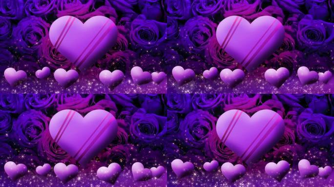 情人节在玫瑰背景上漂浮的巧克力心视频