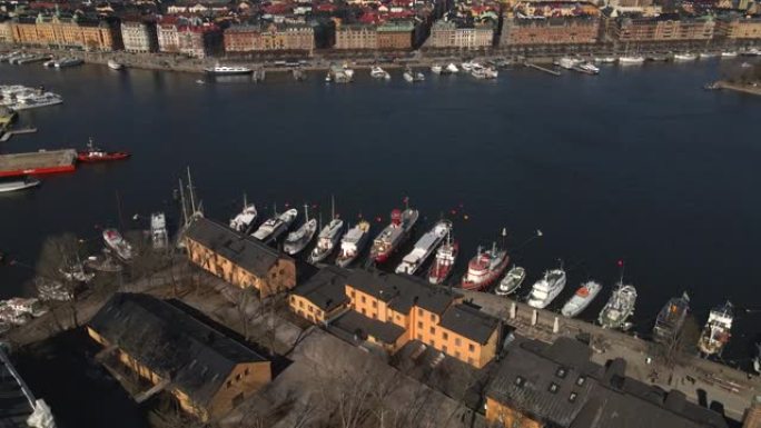 无人驾驶飞机在瑞典斯德哥尔摩的船港