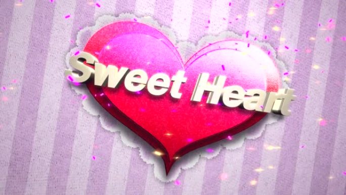 甜美的心，糖果心和粉红色图案的五彩纸屑