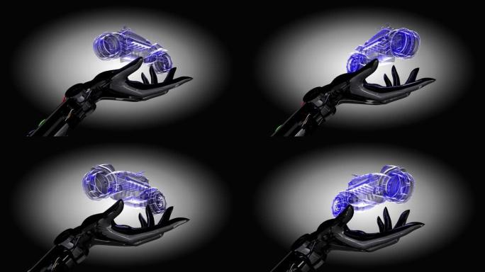 机器人手展示虚拟摩托车