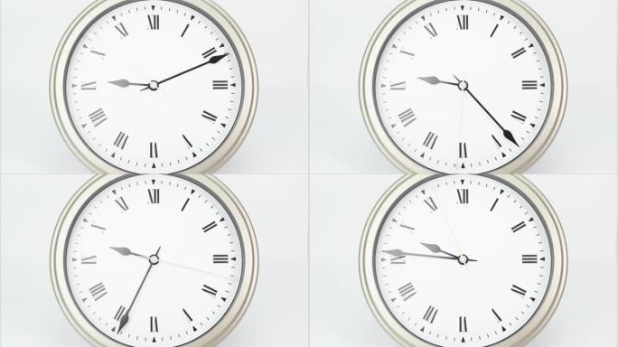 延时银挂钟告诉时间从3分钟到10点。