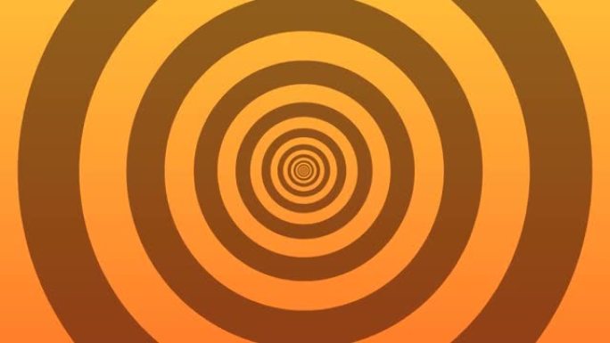 一个无尽的圆圈在外面移动。橙色抽象扩展圆圈动画。无缝循环。