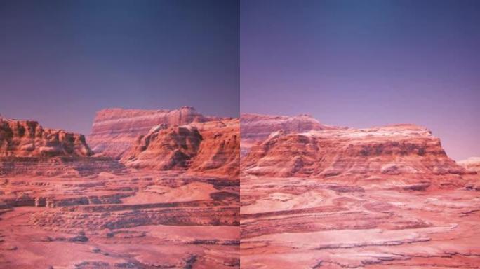 红色星球火星落基山脉的无人机飞行视图垂直视频