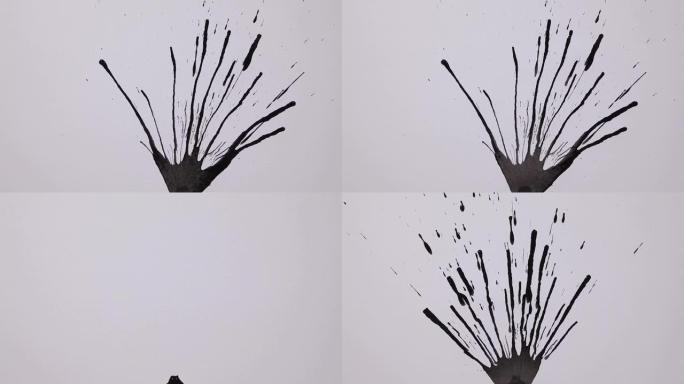 4k墨水飞溅，墨水爆炸，墨水印迹