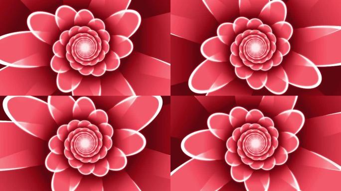 红色花卉螺旋循环动画背景