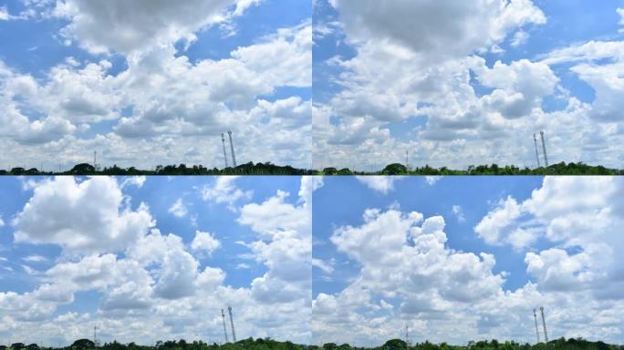 天空中移动的云在一个美丽的农场在自然时间推移