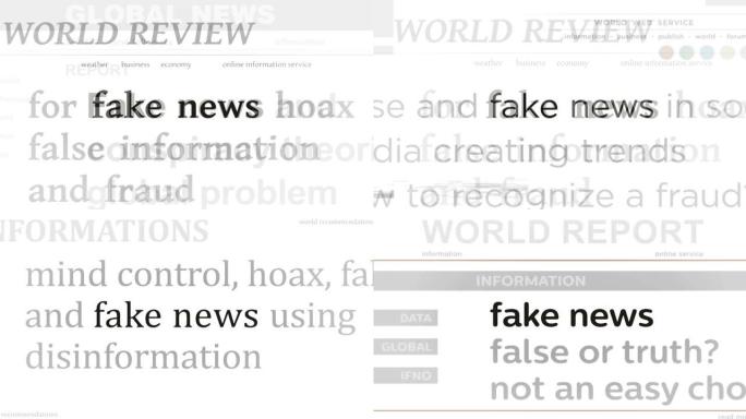 标题媒体与假新闻和骗局信息无缝循环动画
