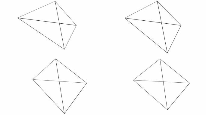 动画黑色线性金字塔。几何形状。循环视频。矢量插图孤立在白色背景上。