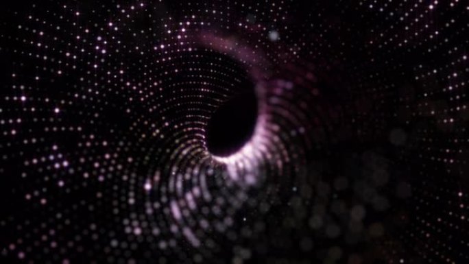 抽象技术数字艺术辉光多色点粒子波隧道背景概念。科学、商业、技术背景。