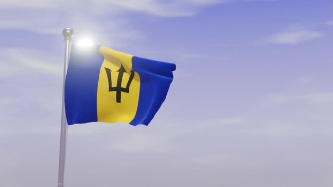 带天空和风的动画国旗-巴巴多斯