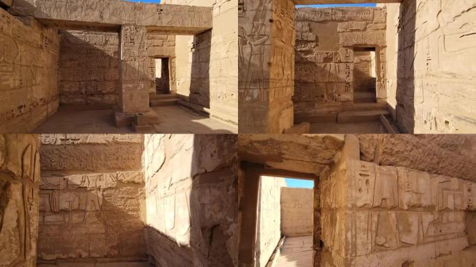 梅迪内·哈布神庙。埃及，卢克索。Medinet Habu的Ramesses III太平间庙宇是埃及卢