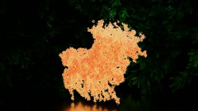 一个抽象的科幻电影场景的4k视频动画，明亮的橙色鹿被转化为老虎。动物变形运动图形的3D渲染。