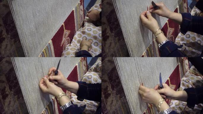 妇女编织手工地毯