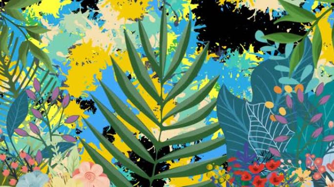 彩色印迹上的植物动画