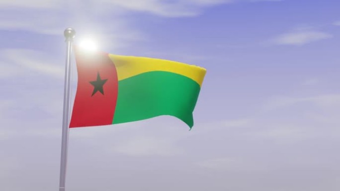 带天空和风的动画国旗-几内亚比绍
