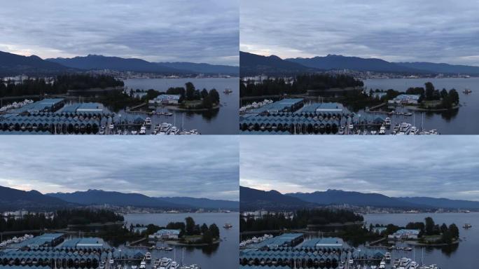 加拿大温哥华煤港码头上空多云的日落天空