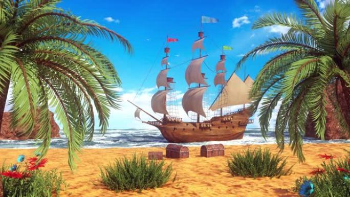 金银岛-循环海盗景观动画背景