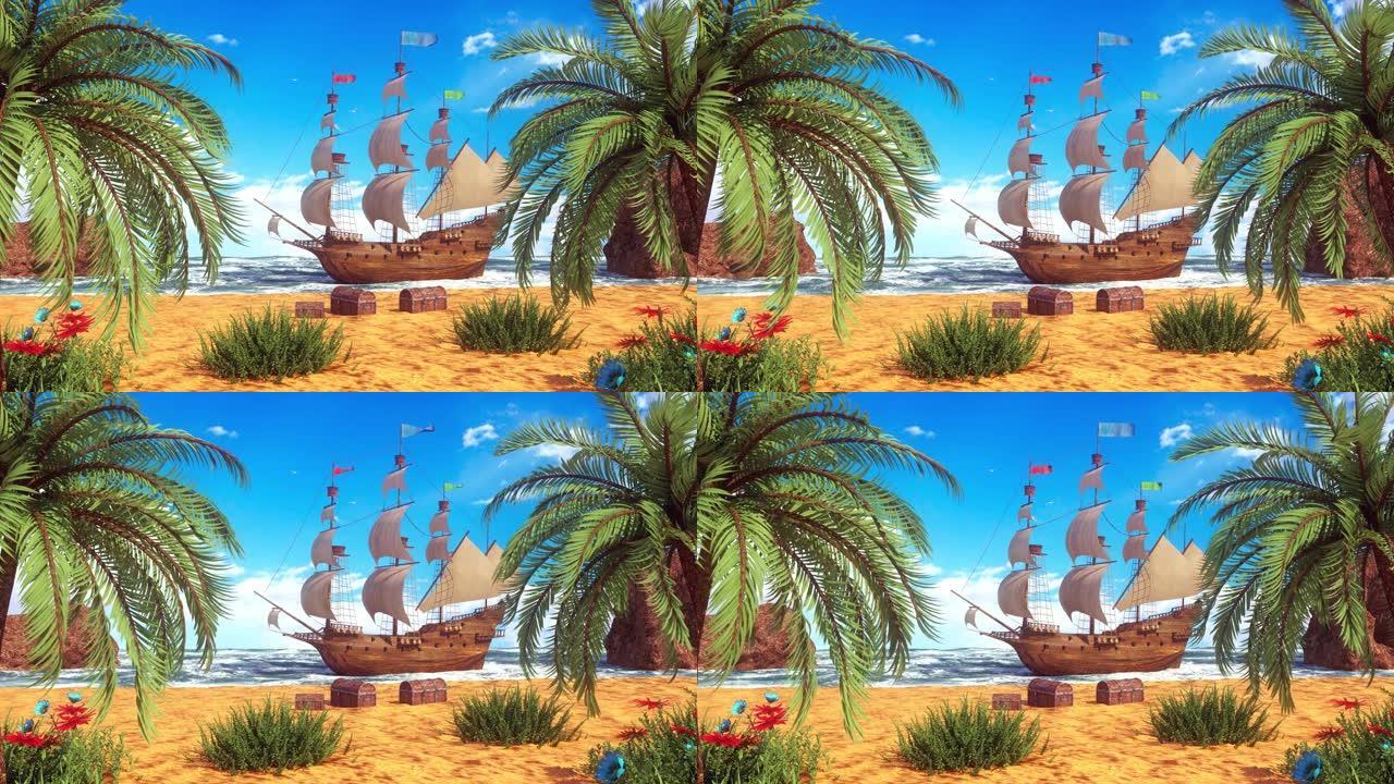 金银岛-循环海盗景观动画背景