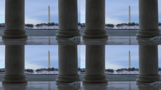 从杰斐逊纪念堂看到的华盛顿纪念碑和白宫