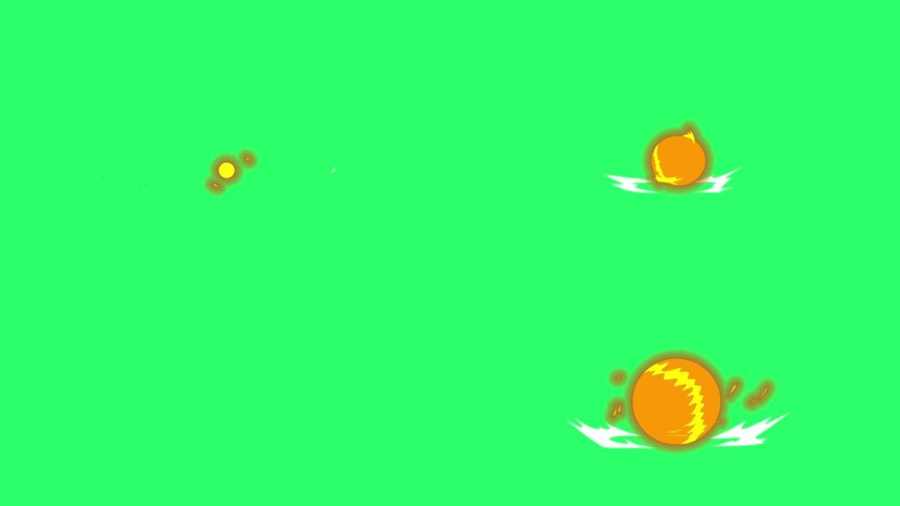 动画橙色光效果隔离在黑色背景上。