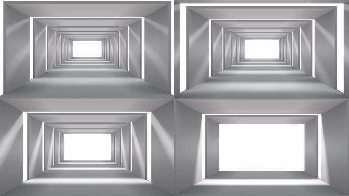 抽象几何隧道内飞行的动画