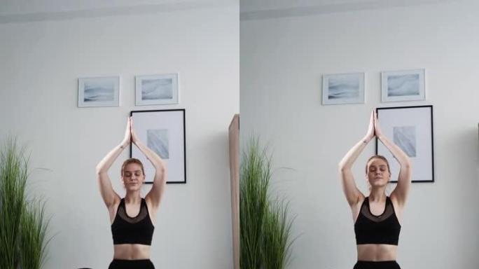 家庭瑜伽互联网冥想平静女性锻炼