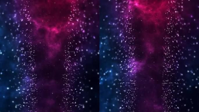 蓝色紫色烟雾垂直视频中带有光线的恒星形成的戏剧性背景