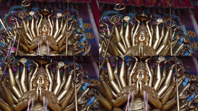 泰国大城府番凤城寺古佛寺内的千手观音佛像