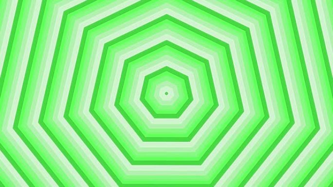 白色背景循环上的绿色粗体圆圈简单的平面几何。圆形七边形无线电波无尽的创意动画。环无缝运动图形背景。球